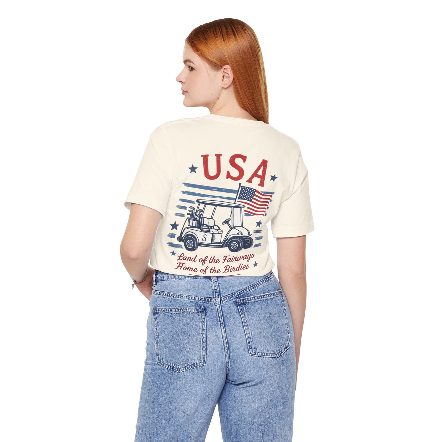 Golf Cart USA T-Shirt — "Land of the Fairways, Home of the Birdies"